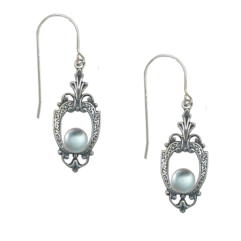Sterling Silver Victorian Blue Topaz Drop Dangle Earrings